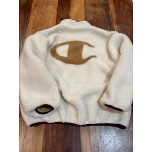 vintage Champion reversible white gold cropped oversized coat womens' sz medium